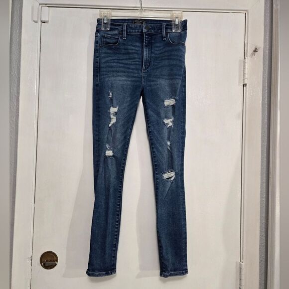 Abercrombie and Fitch simone high rise super skinny jeans size 25 distressed - Picture 12 of 12